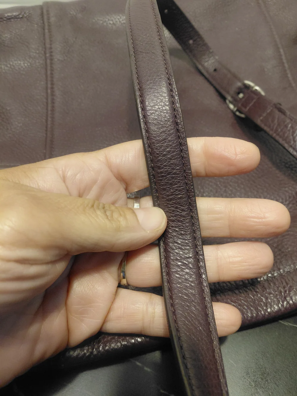 Coach Pebbled Leather Shoulder Bag/ Crossbody in Deep Plum.